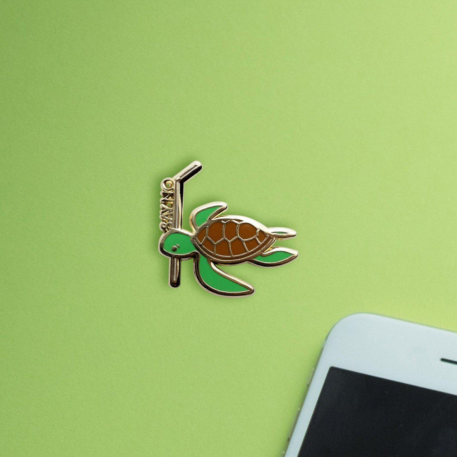 Cocktail Critters Turtle (No Straws) Enamel Pin