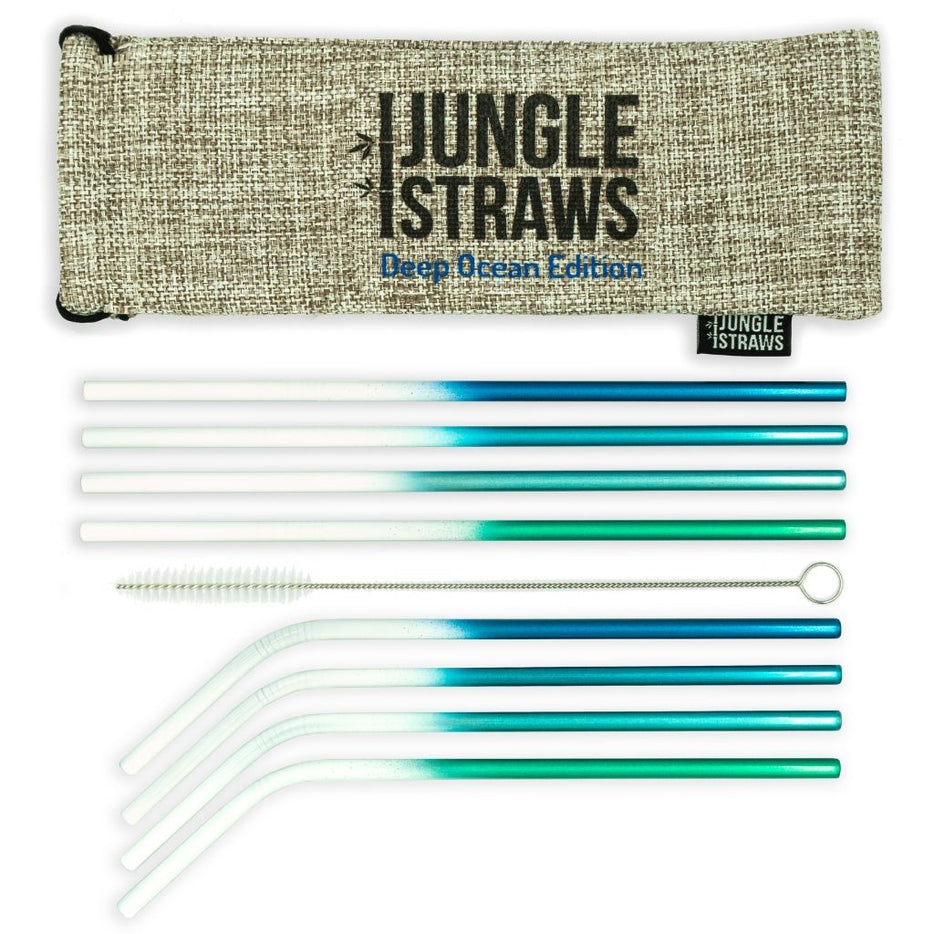 Jungle Straws Reusable Bamboo Straws with Pouch (Set of 6